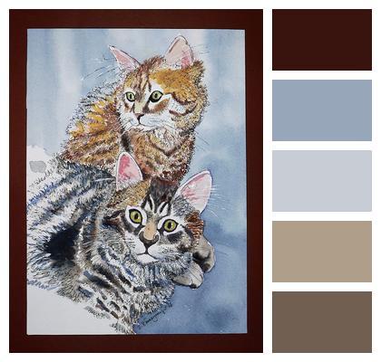 Water Colors Cats Watercolor Image